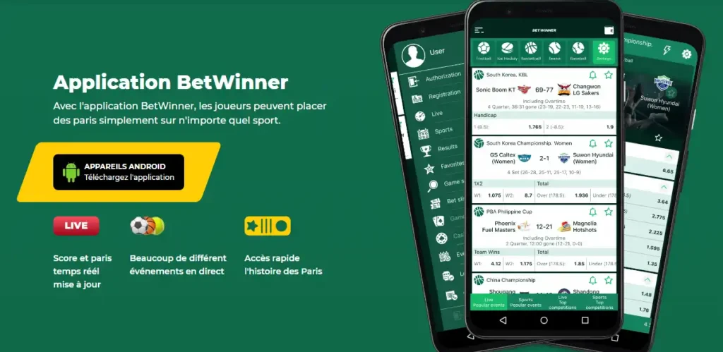 Betwinner mobile app on Android and iOS