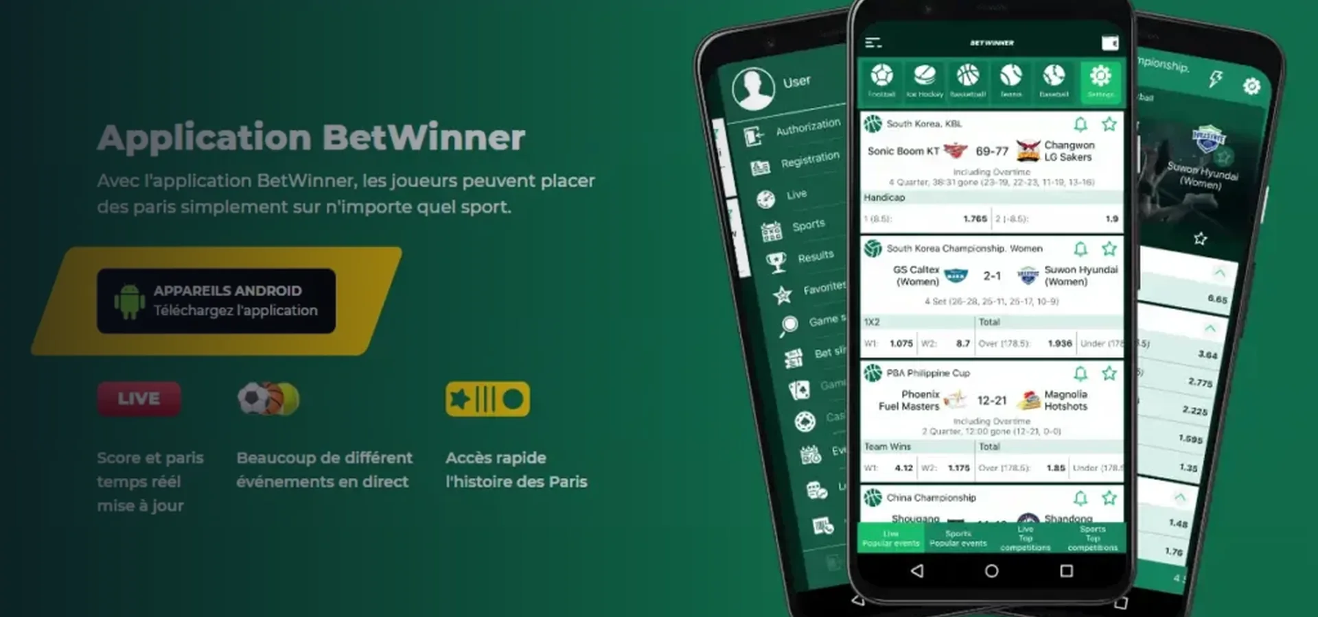 Betwinner mobile app on Android and iOS